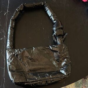 Topshop Trash Bag Look Black Puffy Handbag